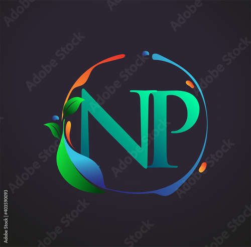 Initial Letter NP With nature elements Logo, colorful nature and environment logo. vector logo for business and company identity.