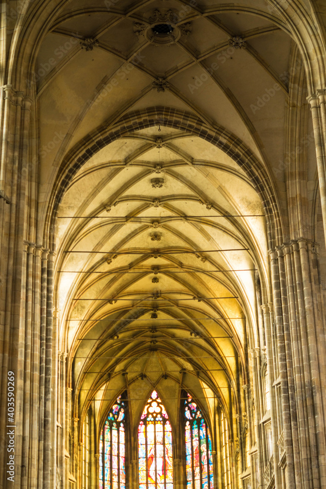 Fototapeta premium St Vitus Cathedral, Hradcany, Prague Castle, Czech Republic, December 2017