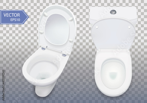 3d realistic vector illustration of toilet bowl. Demonstrating the cleaning effect of a clean bathroom. Image the clean restroom.