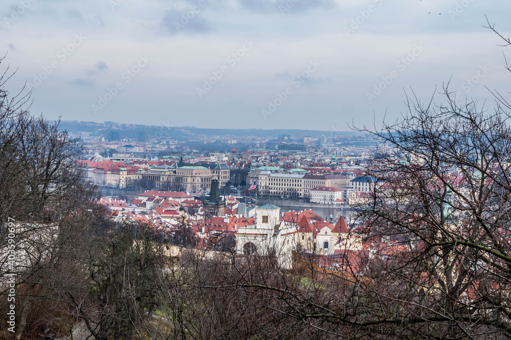 View on Prague from Hradcany Hill, photographed in December 2017