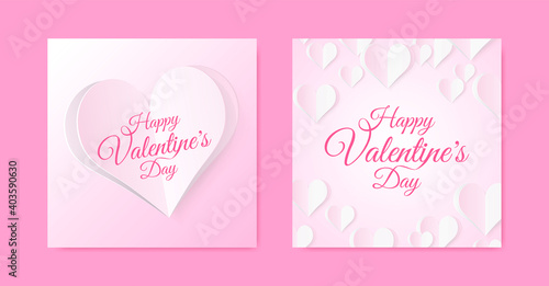 Set of High Quality Paper Shape of Heart on Gradient Background . Poster of Love for your Design . Isolated Vector Elements © treter
