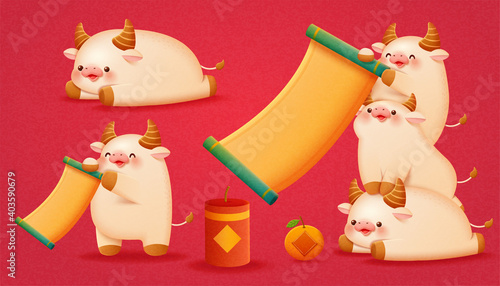 White cattle animal character set