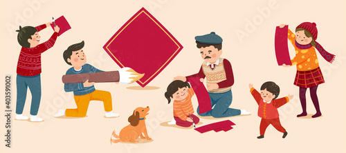 Asian people character element set