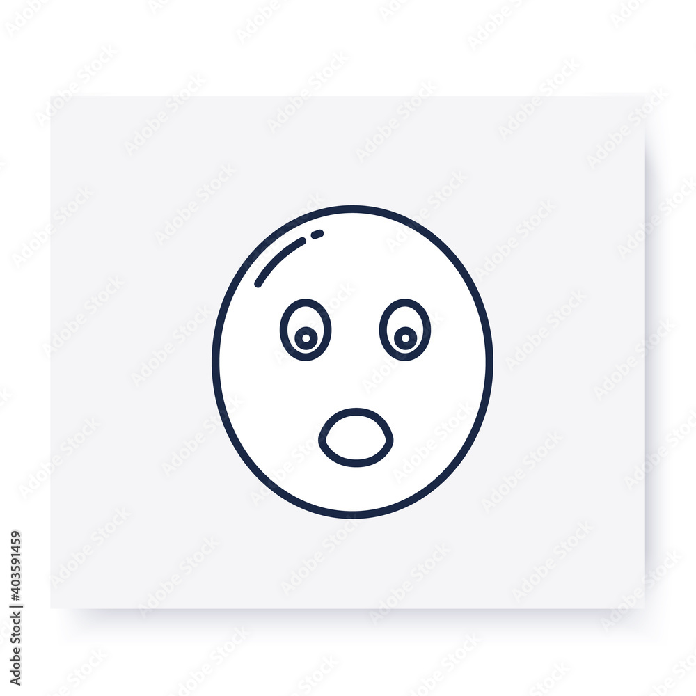 Fototapeta premium Astonished face line icon. Shocked of surprised face with open mouth, amazing emoticon. Facial expression emoji. Isolated vector illustration. Editable stroke 