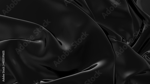 Abstract black latex background.  Smooth black fashion. Dark luxury texture. Black silk, satin. photo