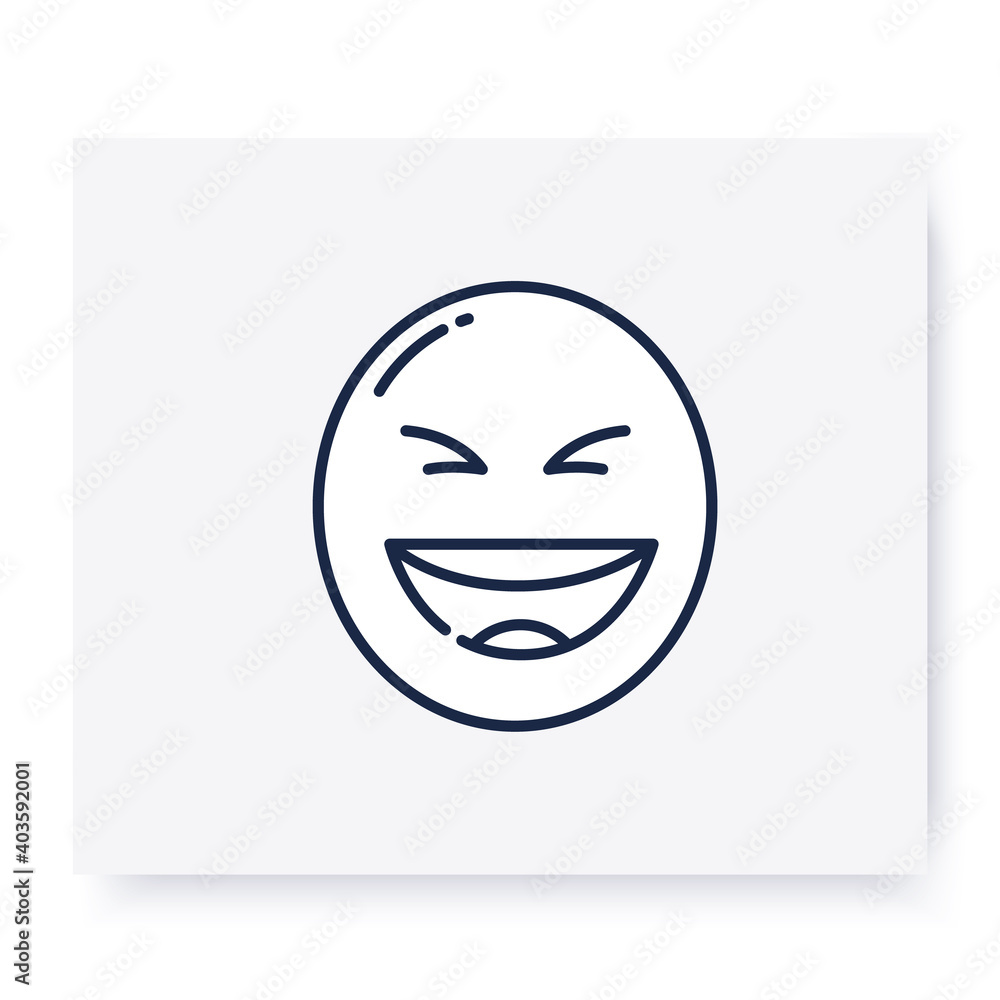 Grinning face line icon. Smiled face, emoticon with smiling eyes. Outline drawn smiley. Facial expression emoji. Isolated vector illustration. Editable stroke 