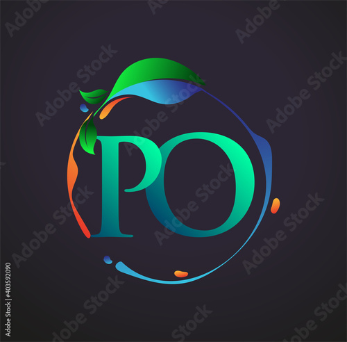 Initial Letter PO With nature elements Logo, colorful nature and environment logo. vector logo for business and company identity. photo