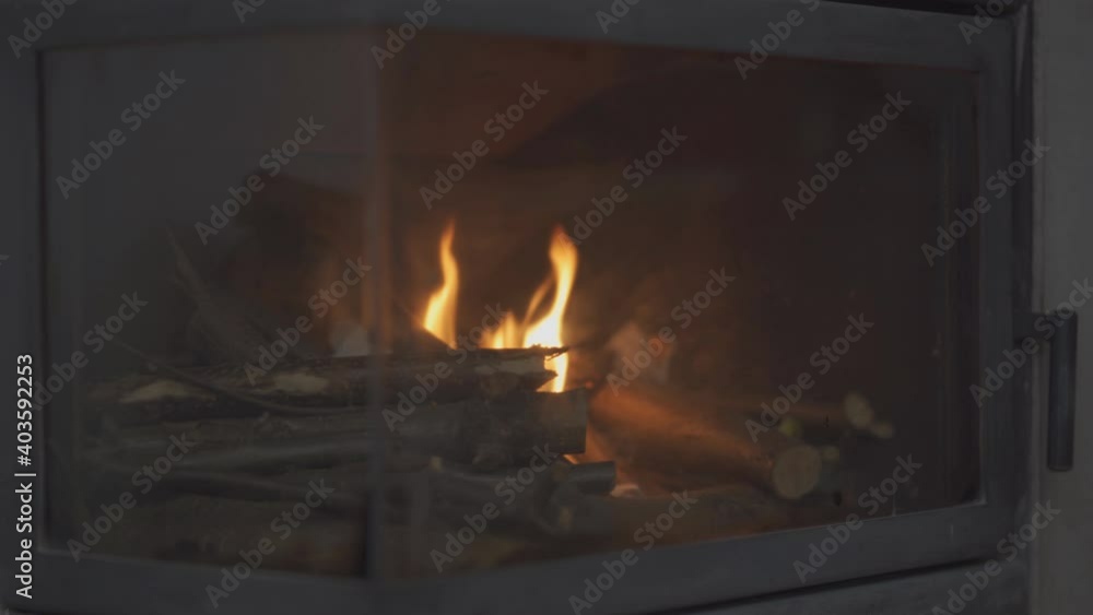 Small fire in the fireplace. Small fire in the fireplace.