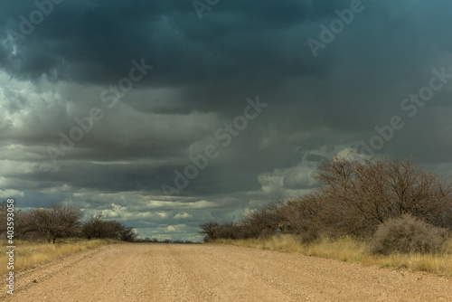 Landscape with rain clouds in the west of the capital Windhoek  Namibia