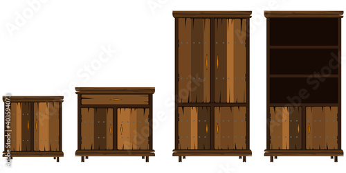 Solid wood furniture set for interior