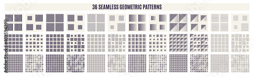 Set of monochrome geometric seamless patterns. Vector backgrounds.