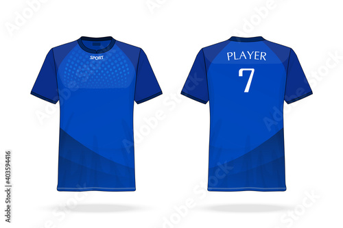 Specification Soccer Sport , Esport Gaming T Shirt round neck Jersey template. mock up uniform . Vector Illustration design
