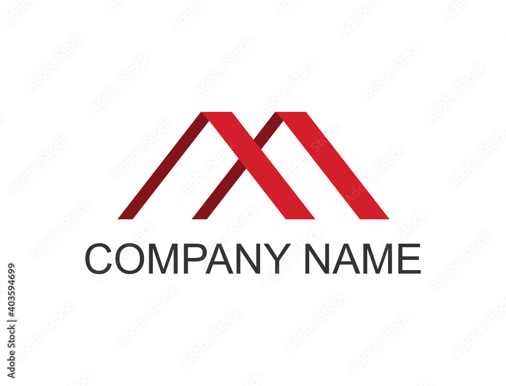 The logo is the initials M resembling folding paper or the roof of a house in red The logo is the initials M resembling folding paper or the roof of a house in red