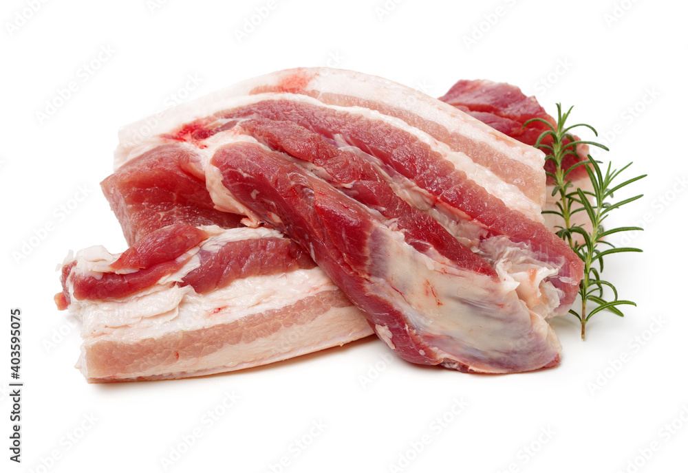 Pork belly on white background Pork belly on white background