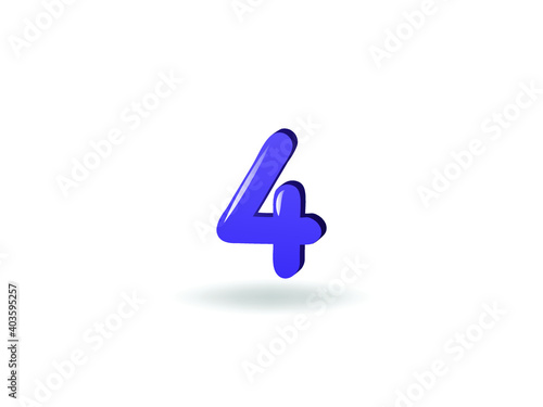 Kids Birthday Cartoon Number. 4 year Happy Birthday greeting card baby icons. 4th anniversary celebration Template.