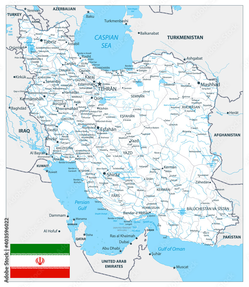 Iran Detail Map White Color