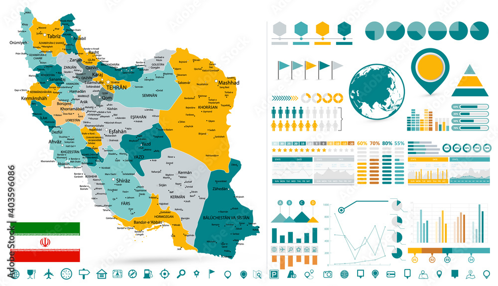 Obraz premium Iran Map and Infographic design elements