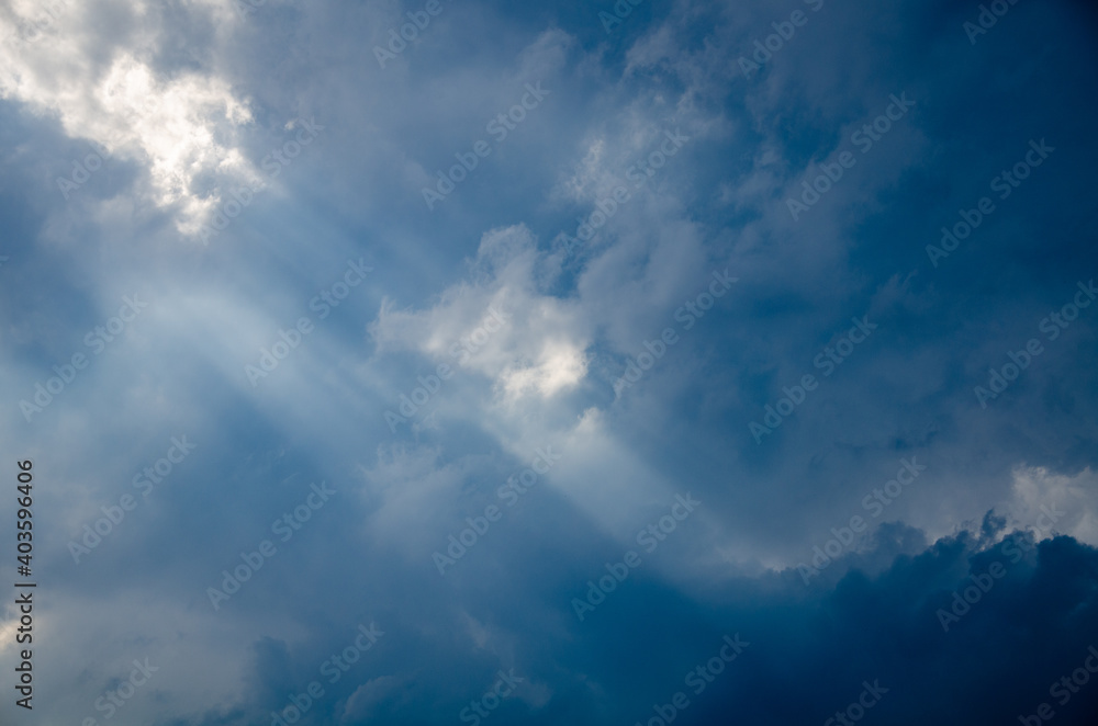 Dramatic cloudscape. Sky background with gray clouds