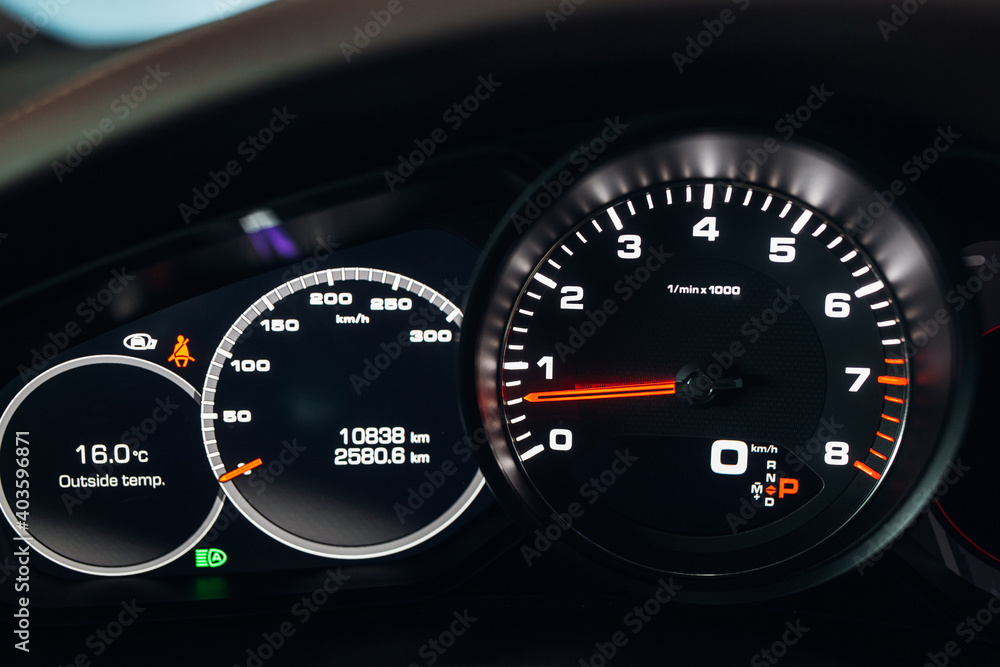 Fototapeta premium Sports car dashboard with backlight