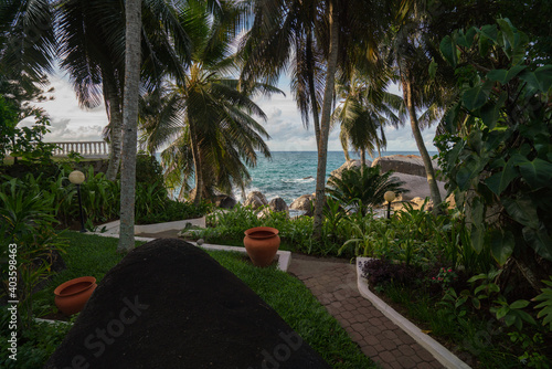 Seychelles North Mahe Machabee coastline Seychelles Indian ocean boulders photo