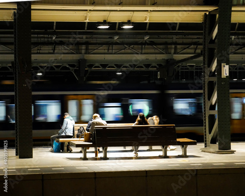 people waiting for the train