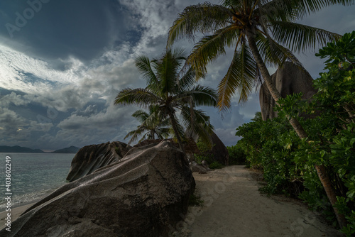 Seychelles La Digue Anse Source d'Argent beach Indian Ocean boulders 