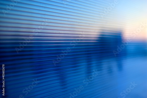 Blue striped polycarbonate surface with reflection