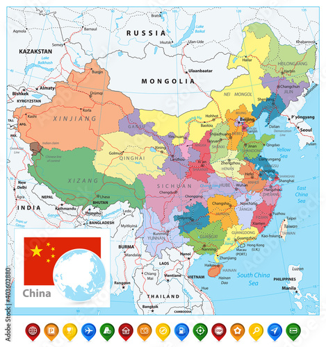 China Political Map and Map Pointers