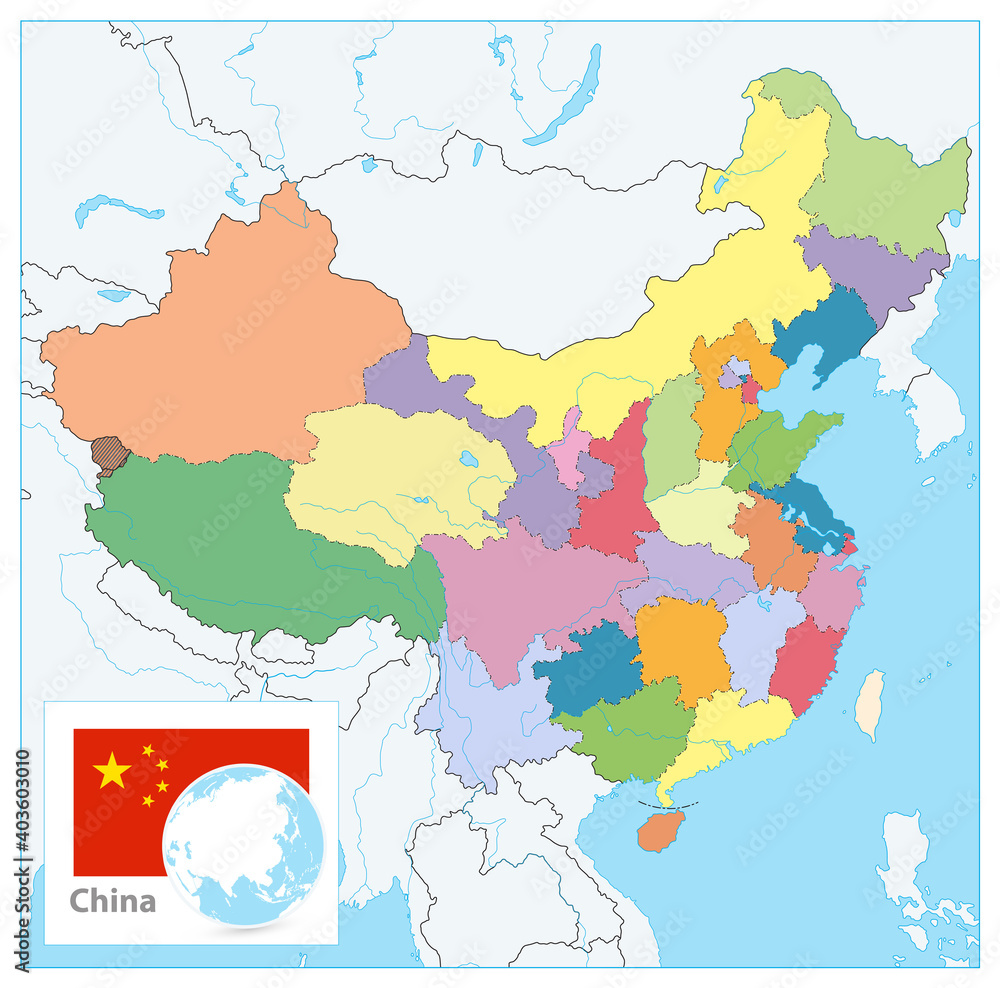 China Political Map. No text