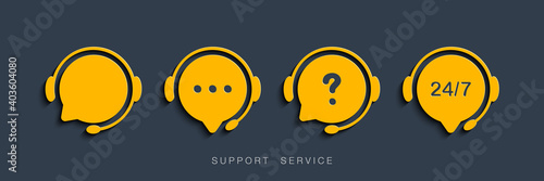 Customer Support Service. Chat vector icons. Call center symbols. Headset symbols. Hotline concept. Vector illustration