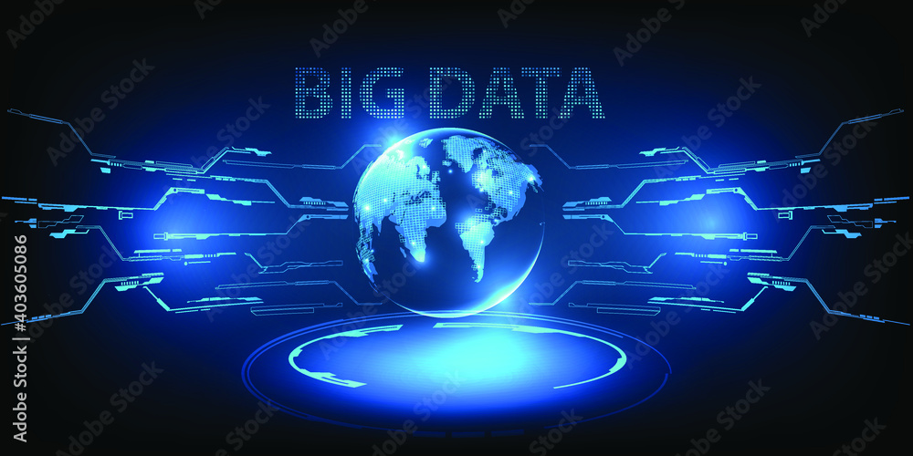 Future tech computing of big data technology for background banner and wallpapers.Vector illustrations.
