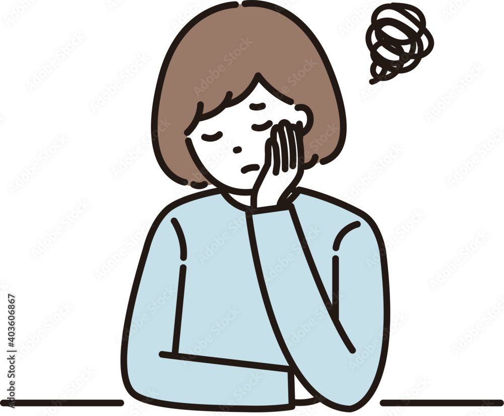 悩み 頬杖 女性 イラスト Stock Vector Adobe Stock