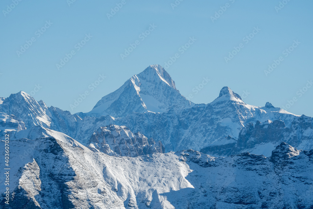 Obraz premium peak of Bietschhorn seen from Diemtigtal