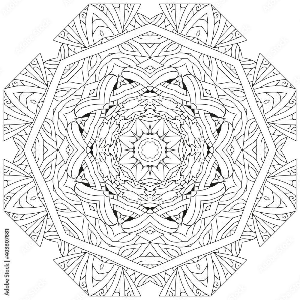 Fototapeta premium Hand drawn zentangle circular ornament for coloring page.