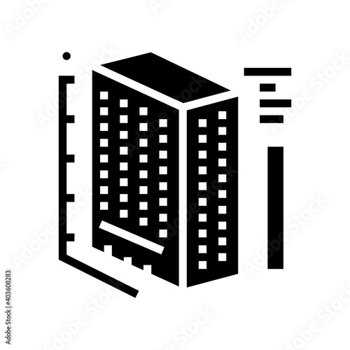 building construction sizes modeling glyph icon vector. building construction sizes modeling sign. isolated contour symbol black illustration