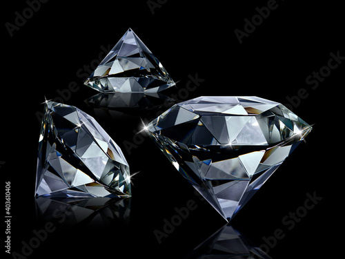 Dazzling diamond on black background