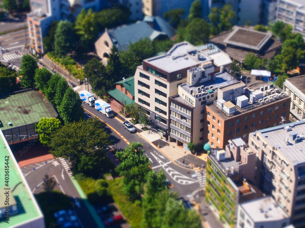 Naklejka premium 東京タワーからの眺め ミニチュア