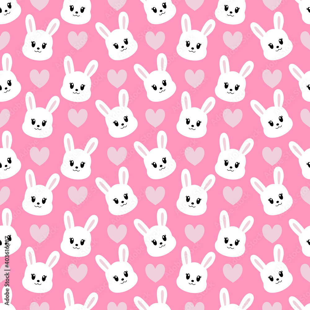 Seamless pattern with cute cartoon bunny . Vector illustration. Seamless pattern with cute cartoon bunny . Vector illustration.