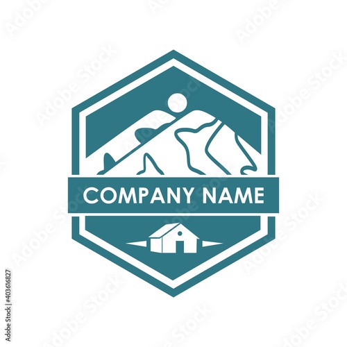 vintage mountain cabin logo design vector