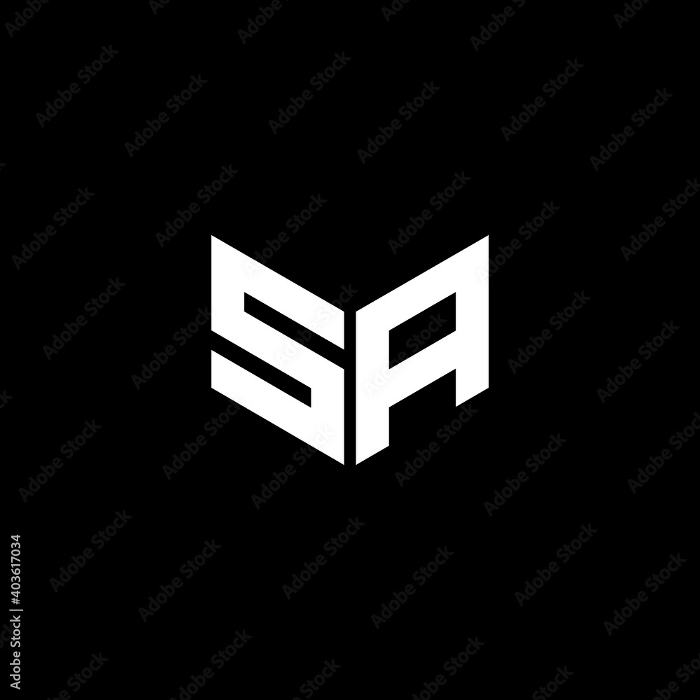 SA letter logo design with black background in illustrator, vector logo ...