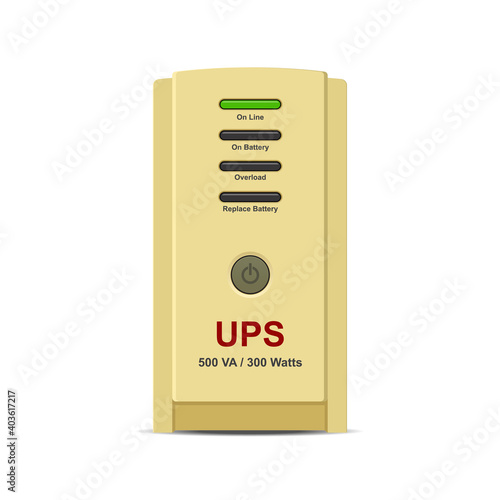 Uninterruptible Power Supply (UPS) isolated on white background vector illustration.