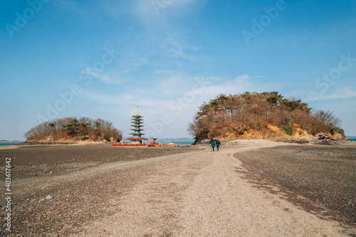 Anmyeonam temple and beach in Anmyeondo Island, Taean, Korea photo