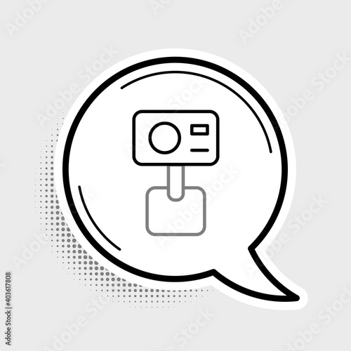 Line Action extreme camera icon isolated on grey background. Video camera equipment for filming extreme sports. Colorful outline concept. Vector.