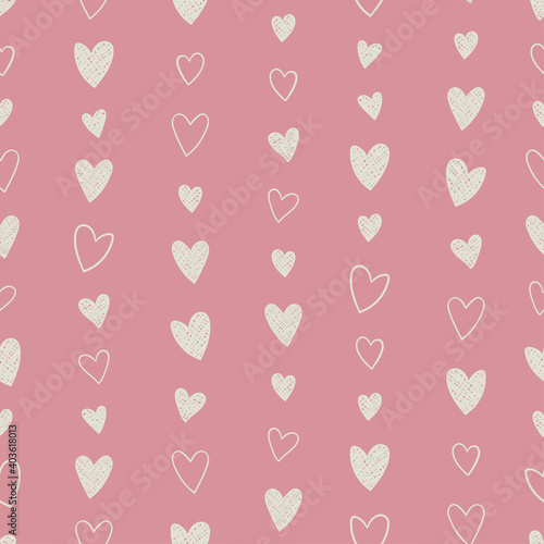 Cute hand drawn hearts seamless pattern, great for Valentine's Day, Weddings, Mother's Day - textiles, banners, wallpapers, backgrounds.