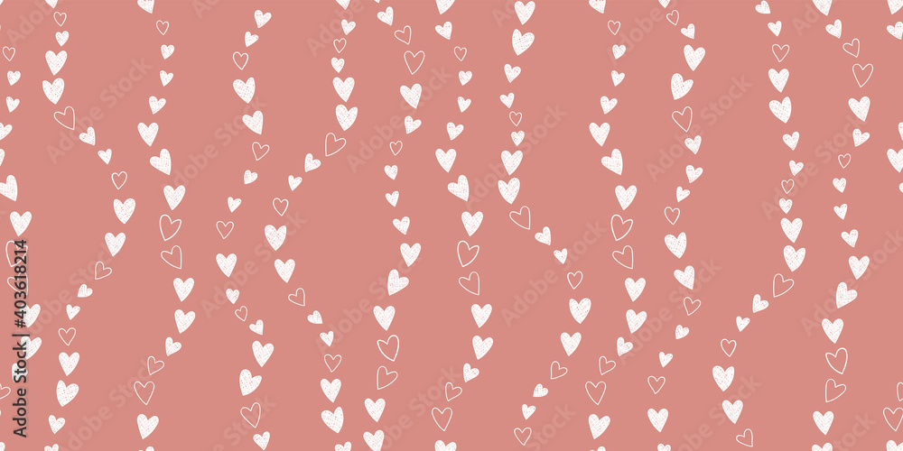 Fototapeta premium Cute hand drawn hearts seamless pattern, great for Valentine's Day, Weddings, Mother's Day - textiles, banners, wallpapers, backgrounds.