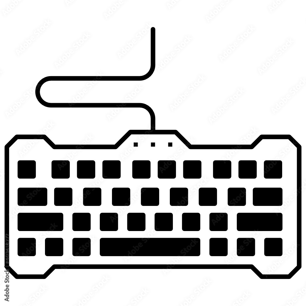 Gaming Keyboard Concept, Computer Input Device Vector Glyph Icon design,  Game Console Symbol on white background Stock Vector | Adobe Stock