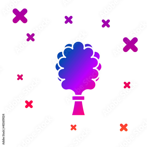 Color Sauna broom icon isolated on white background. Broom from birch twigs, branches for Russian steam bath, sauna, washhouse. Gradient random dynamic shapes. Vector.