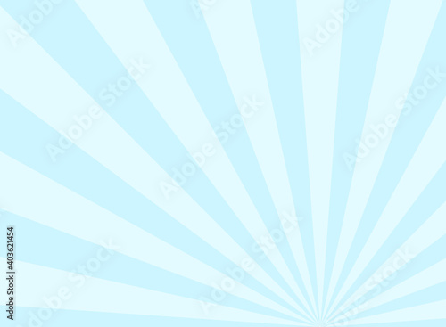 Sunlight background. Pale blue color burst background with white highlight.