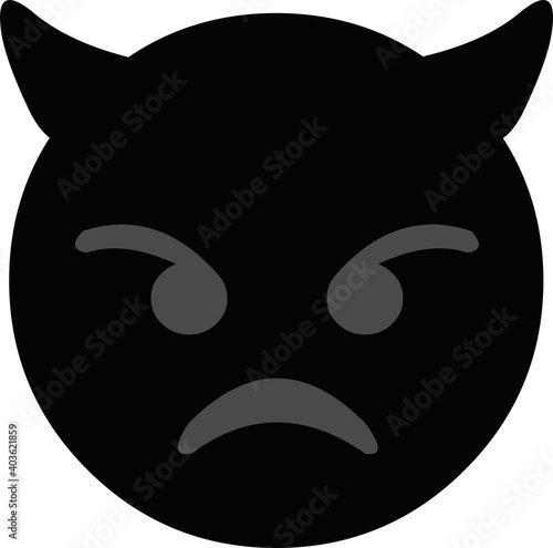 Vector illustration of emoticon of the silhouette of an imp