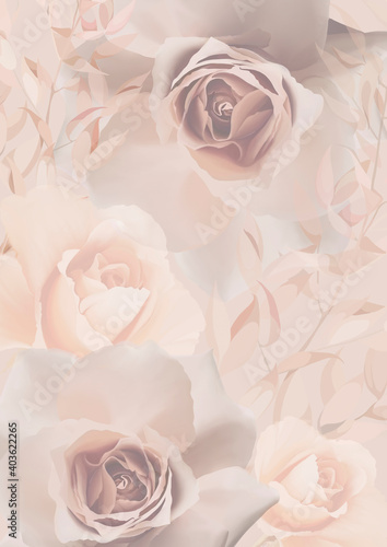 Background of roses in postel tones. photo